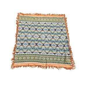 Vintage Pendleton? Wool Beaver State? Aztec Blanket Throw Shawl Orange Tan 71x64